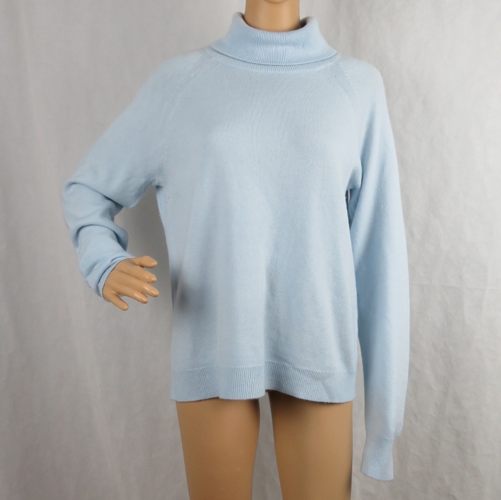 Blue Turtleneck Sweater Sweatshirt Pastel Large Grandma Cute Pullover Preppy